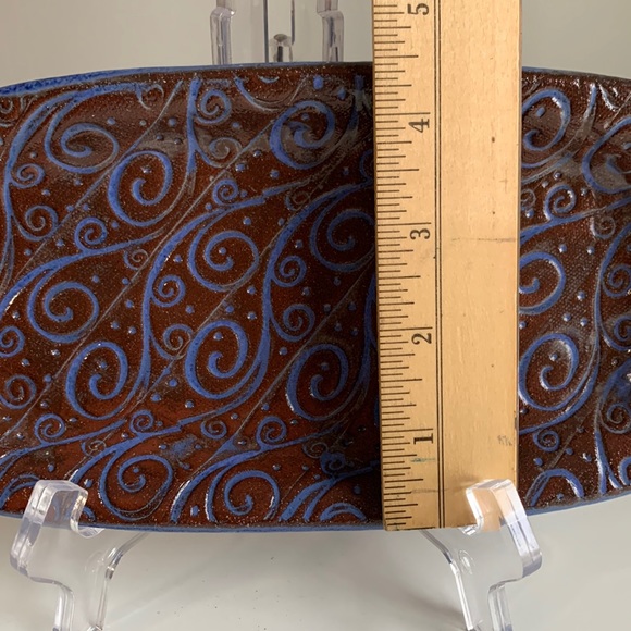 NEW Hand Made Pottery Tray in Rich Blue/Purple & Brown - Picture 7 of 7